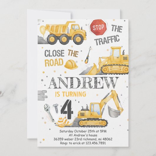 Custom Dump Truck Birthday for boys Invitation Kaart (Voorkant)