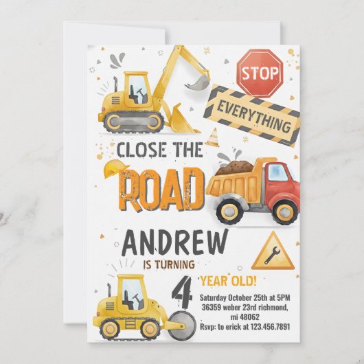 Custom Dump Truck Birthday for boys Invitation Kaart (Voorkant)
