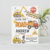 Custom Dump Truck Birthday for boys Invitation Kaart (Staand voorkant)