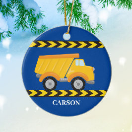 Custom Dump Truck Boys Gepersonaliseerde Kerst Keramisch Ornament