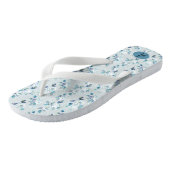 Custom  Dusty Blue Bloemen Patroon Monogram Teenslippers (Schuin)