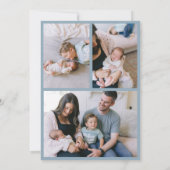 Custom Dusty Blue Bow Wavy Boho Collage Baby Geboo Aankondiging (Achterkant)