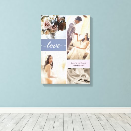 Custom Dusty Blue en Pink Wrapped Canvas (Insitu (Houten vloer))