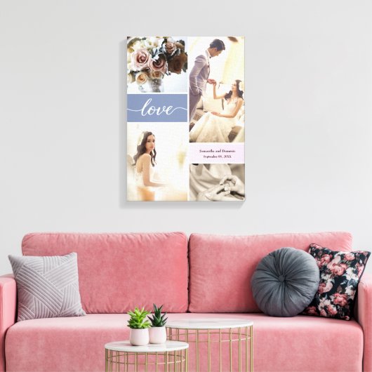 Custom Dusty Blue en Pink Wrapped Canvas (Insitu (Woonkamer))