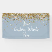 Custom Dusty Blue Gold Birthday Party Photo Booth Spandoek (Horizontaal)