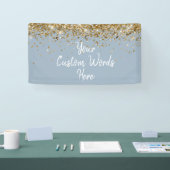Custom Dusty Blue Gold Birthday Party Photo Booth Spandoek (Beurs)