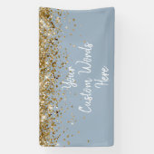 Custom Dusty Blue Gold Birthday Party Photo Booth Spandoek (Verticaal)