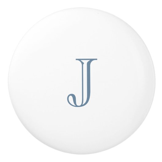Custom Dusty Blue Initial Keramische Knop (Voorkant)