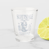 Custom Dusty Blue Scottsdale Bachelorette Party Shot Glas (Voorkant)