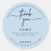 Custom Dusty Blue Sticker Bedankt Label (Voorkant)