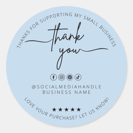 Custom Dusty Blue Sticker Bedankt Label (Voorkant)