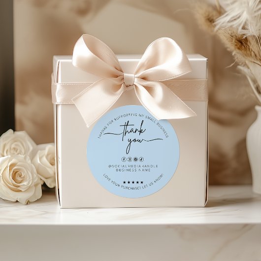 Custom Dusty Blue Sticker Bedankt Label