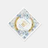 Custom Dusty Blue Sweet 16 Gold Glitter Verjaardag Servet (Hoek)