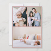 Custom Dusty Pink Bow Wavy Boho Collage Baby Geboo Aankondiging (Achterkant)