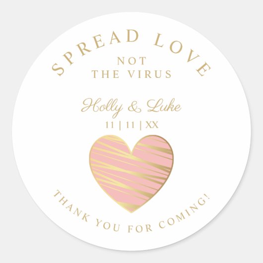Custom Dusty Pink Heart Wedding Sanitizer Hands  Ronde Sticker (Voorkant)