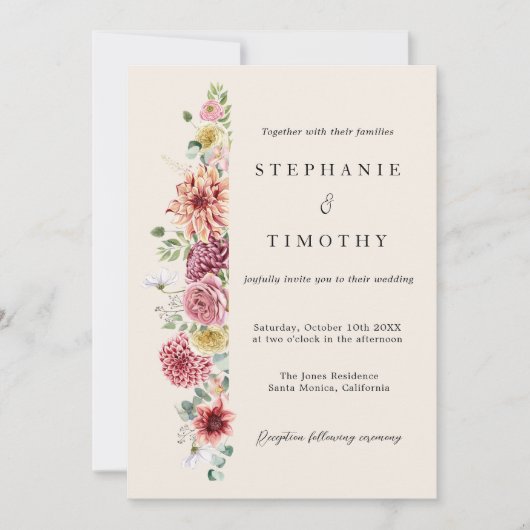 Custom Dusty Roos Mauve bruiloft uitnodiging (Voorkant)