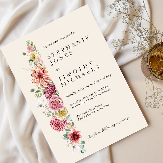 Custom Dusty Roos Mauve bruiloft uitnodiging