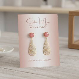 Custom Dusty Rose Blush Pink Jewelry Display Card Visitekaartje