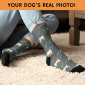 Custom Dusty Teal Dog Photo Socks Sokken