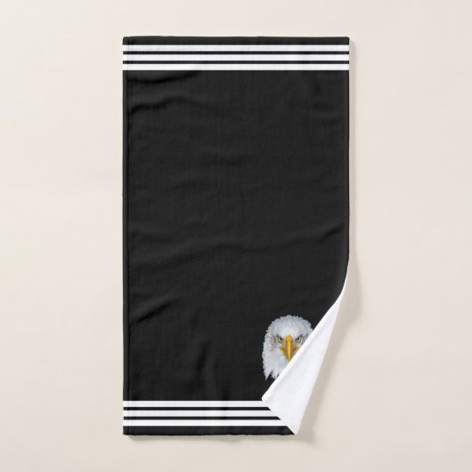 Custom Eagle & Three Stripes op zwart Bad Handdoek (Handdoek)