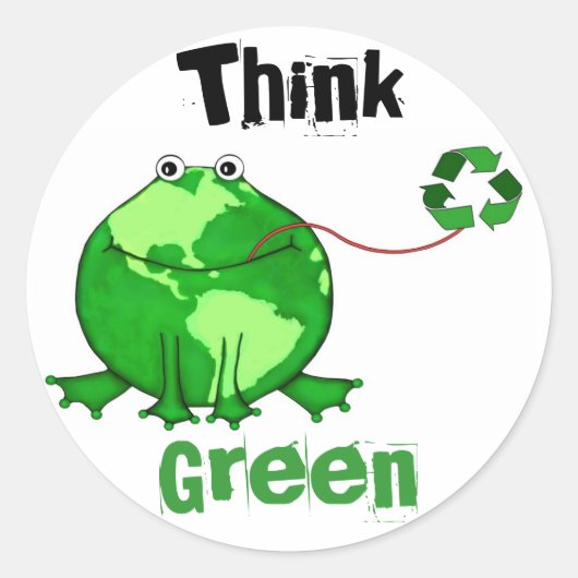 Custom Earth Day / Think Green Frog Stickers (Voorkant)