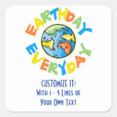 Custom Earth Day Vierkante Sticker (Voorkant)