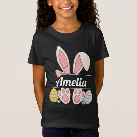 Custom Easter Bunny Name  T-shirt (Voorkant)