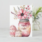 Custom Easter Card with Easter Eggs and Flowers Feestdagenkaart (Staand voorkant)