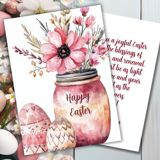 Custom Easter Card with Easter Eggs and Flowers Feestdagenkaart