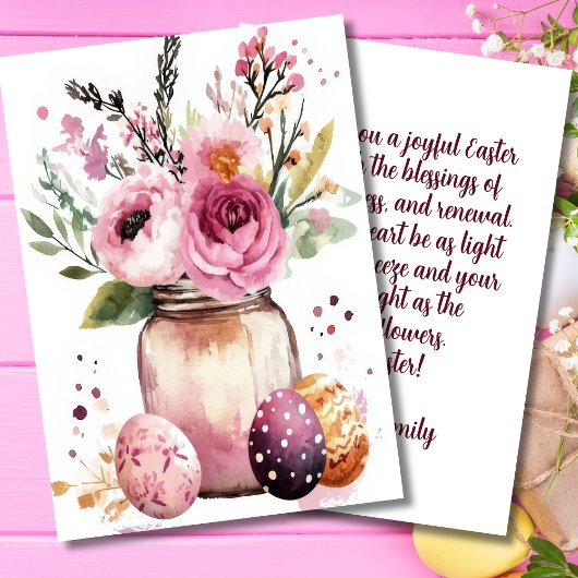 Custom Easter Card with Easter Eggs and Flowers Feestdagenkaart