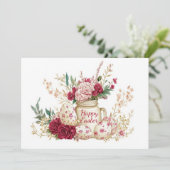 Custom Easter Card with Easter Eggs and Flowers Feestdagenkaart (Staand voorkant)