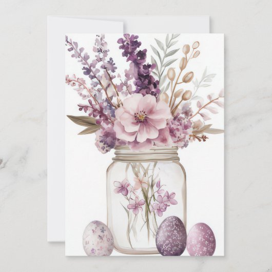 Custom Easter Card with Easter Eggs and Flowers Feestdagenkaart (Voorkant)