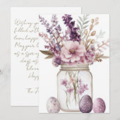 Custom Easter Card with Easter Eggs and Flowers Feestdagenkaart (Voorkant / Achterkant)