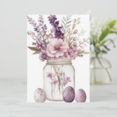 Custom Easter Card with Easter Eggs and Flowers Feestdagenkaart (Staand voorkant)
