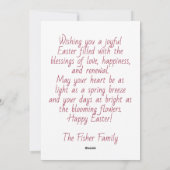 Custom Easter Card with Flowers and Easter Bunny Feestdagenkaart (Achterkant)