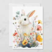 Custom Easter Card with Flowers and Easter Bunny Feestdagenkaart (Voorkant)