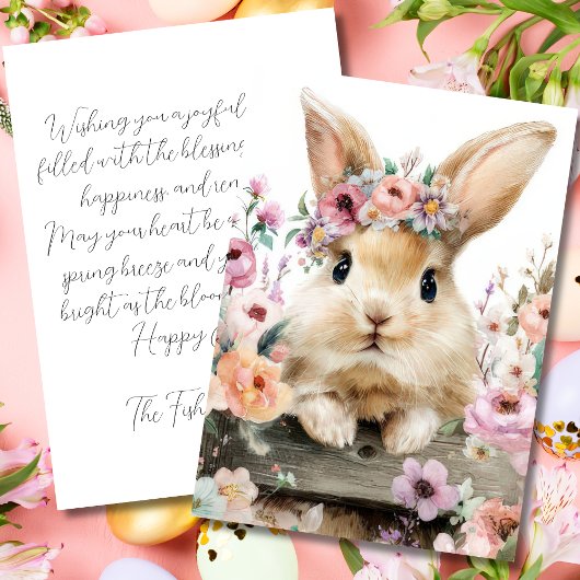 Custom Easter Card with Flowers and Easter Eggs Feestdagenkaart