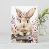 Custom Easter Card with Flowers and Easter Eggs Feestdagenkaart (Staand voorkant)
