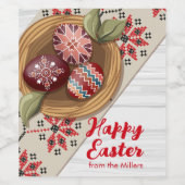 Custom Easter Egg Wine Label with Family Name Wijn Etiket (Enkel label)