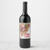 Custom Easter Egg Wine Label with Family Name Wijn Etiket (Voorkant)