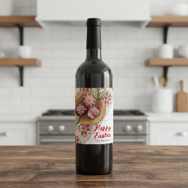 Custom Easter Egg Wine Label with Family Name Wijn Etiket