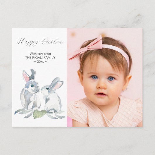 Custom Easter Photo Cards Online with Bunny Feestdagenkaart (Voorkant)