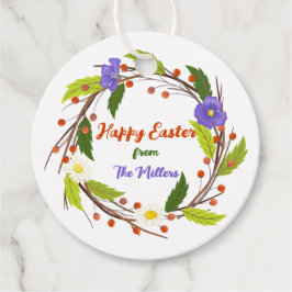 Custom Easter Wreath Favor Tag with Family Name Bedankjes Labels