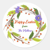 Custom Easter Wreath Sticker with Family Name (Voorkant)