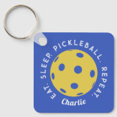 Custom Eat Sleep Herhaal Pickleball Sleutelhanger (Voorkant)