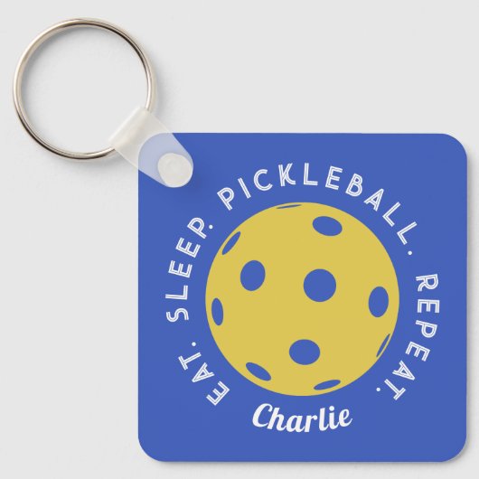 Custom Eat Sleep Herhaal Pickleball Sleutelhanger (Voorkant)