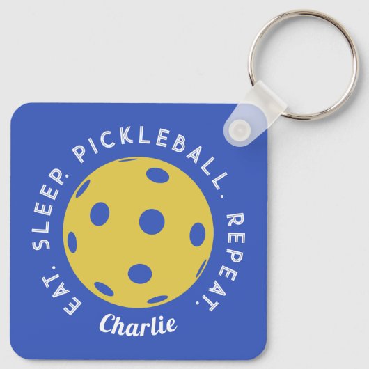Custom Eat Sleep Herhaal Pickleball Sleutelhanger (Achterkant)