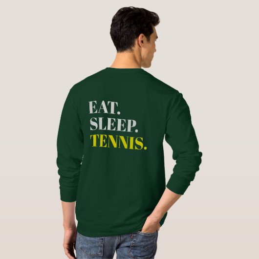 Custom Eat Sleep Tennis Back Design T-shirt (Achterkant volledig)