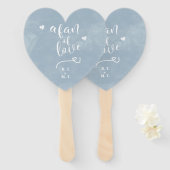 Custom Een fan van liefde kalligrafie blauw Waterv Handwaaier (Voorkant en achterkant)
