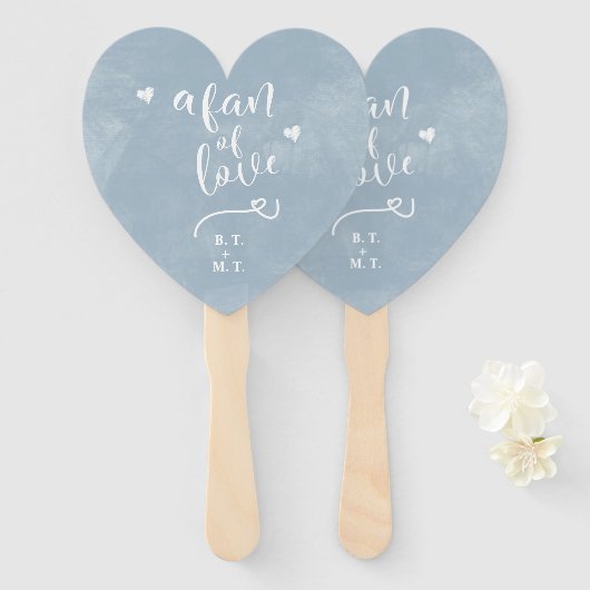 Custom Een fan van liefde kalligrafie blauw Waterv Handwaaier (Voorkant en achterkant)